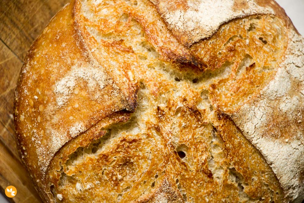 Pão Rústico sem sova com fermentação natural - levain